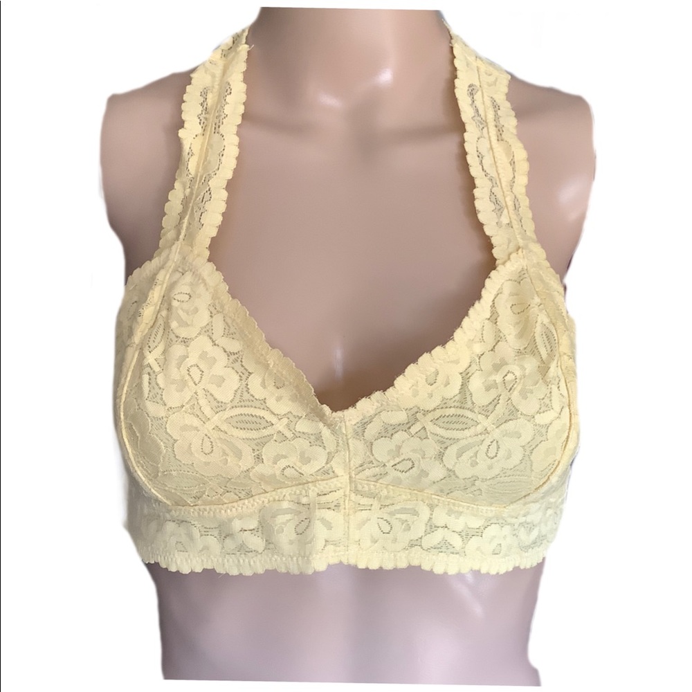 Free People Galloon Lace Racerback bra size small green or yellow - Picture 5 of 7